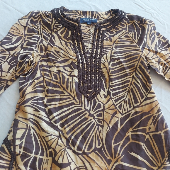 Jones New York Signature Silk Blouse/Top Boho Tunic, Small - Picture 2 of 9